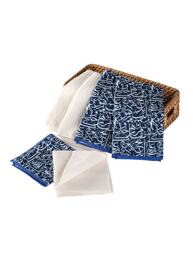 6-Piece Printed Microfiber Kitchen Towel Navy and White 0.6 x 40 x 48 cm 25MNSA002MT6
